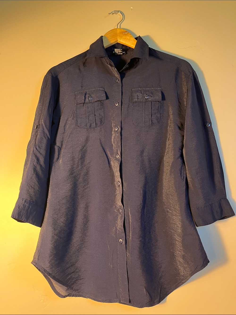Cotton Express Dark Navy Button-Down Tunic Shirt